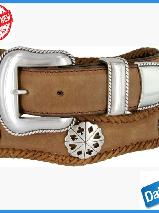 Western Leather Belt with Card Suit Conchos, 1 1/2\ display picture 1